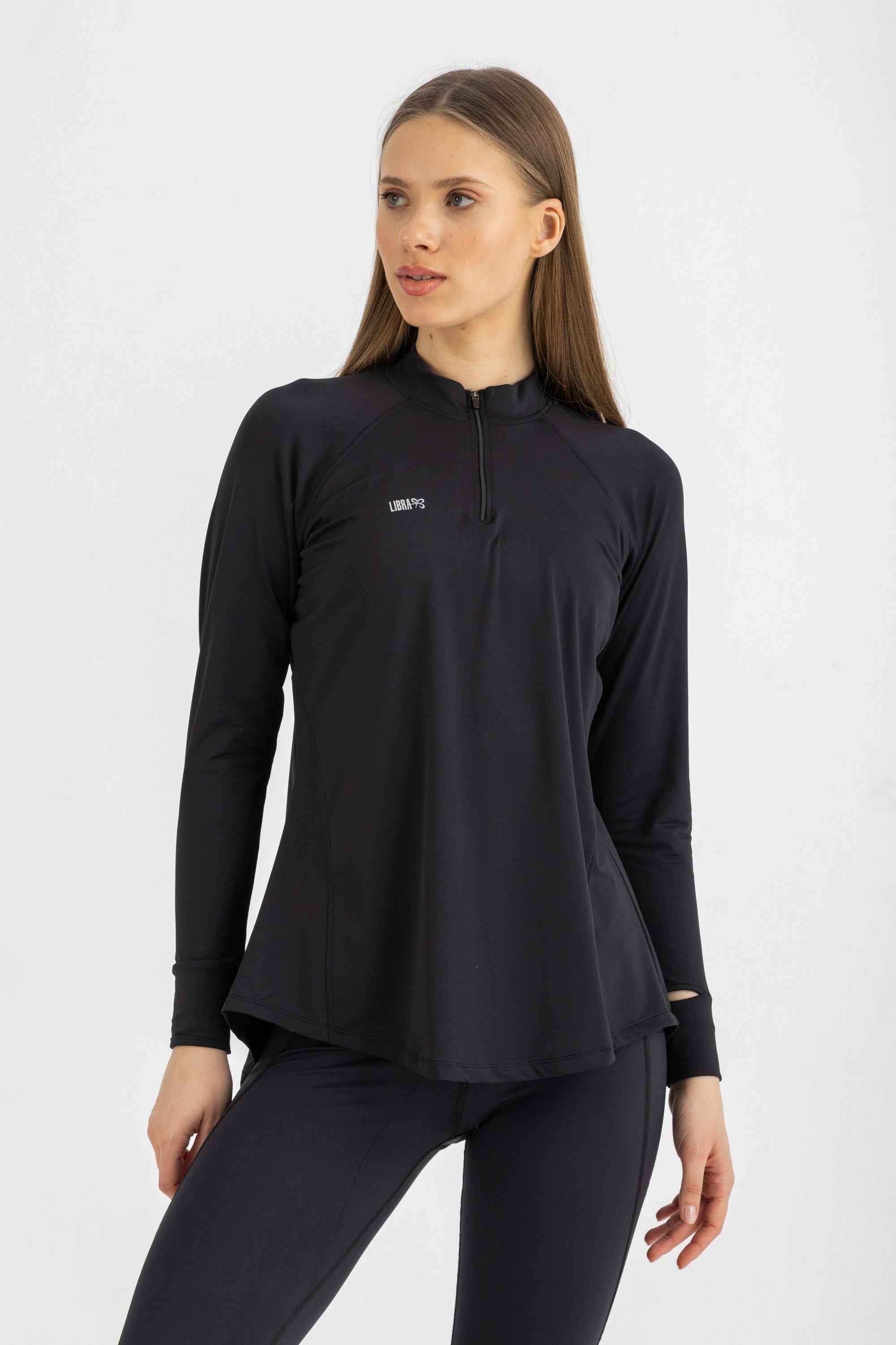 Ruffle Top - Black - Libra Sport