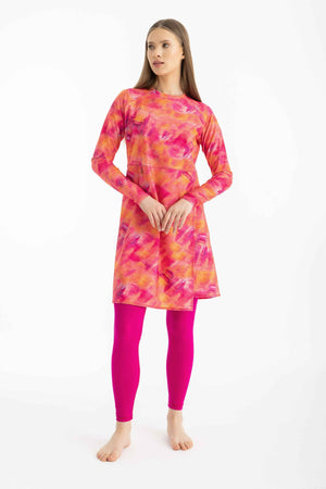 Motion Wave Swim Top - Orange Burst - Libra Sport