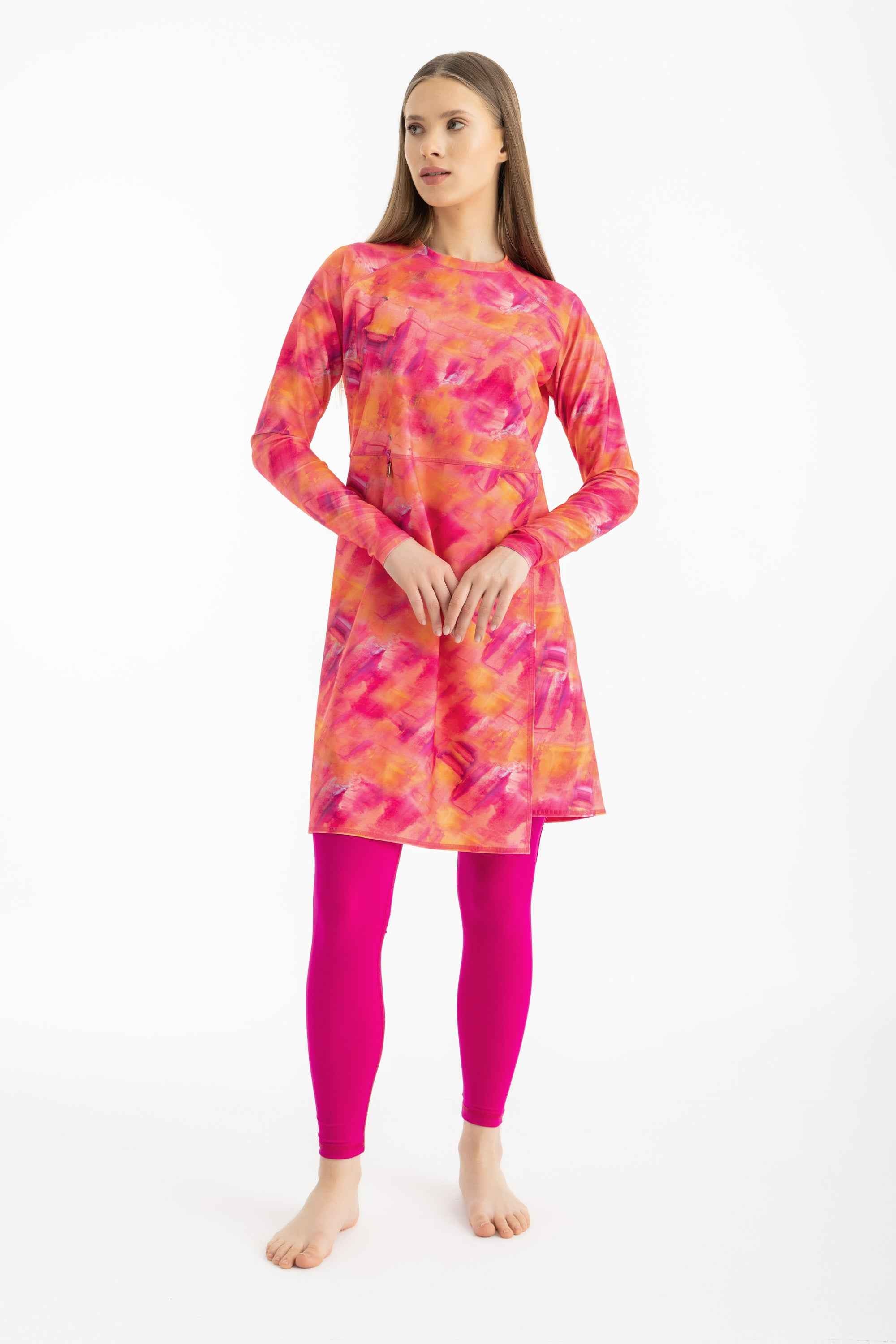 Motion Wave Swim Top - Orange Burst - Libra Sport
