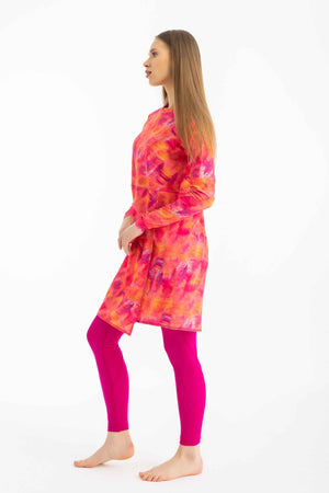 Motion Wave Swim Top - Orange Burst - Libra Sport