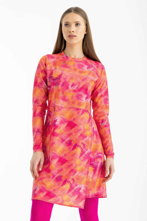 Motion Wave Swim Top - Orange Burst - Libra Sport