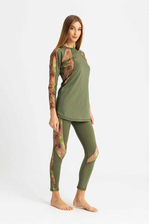 Asymmetrical Basic Swimsuit - Forest Haze - Libra Sport