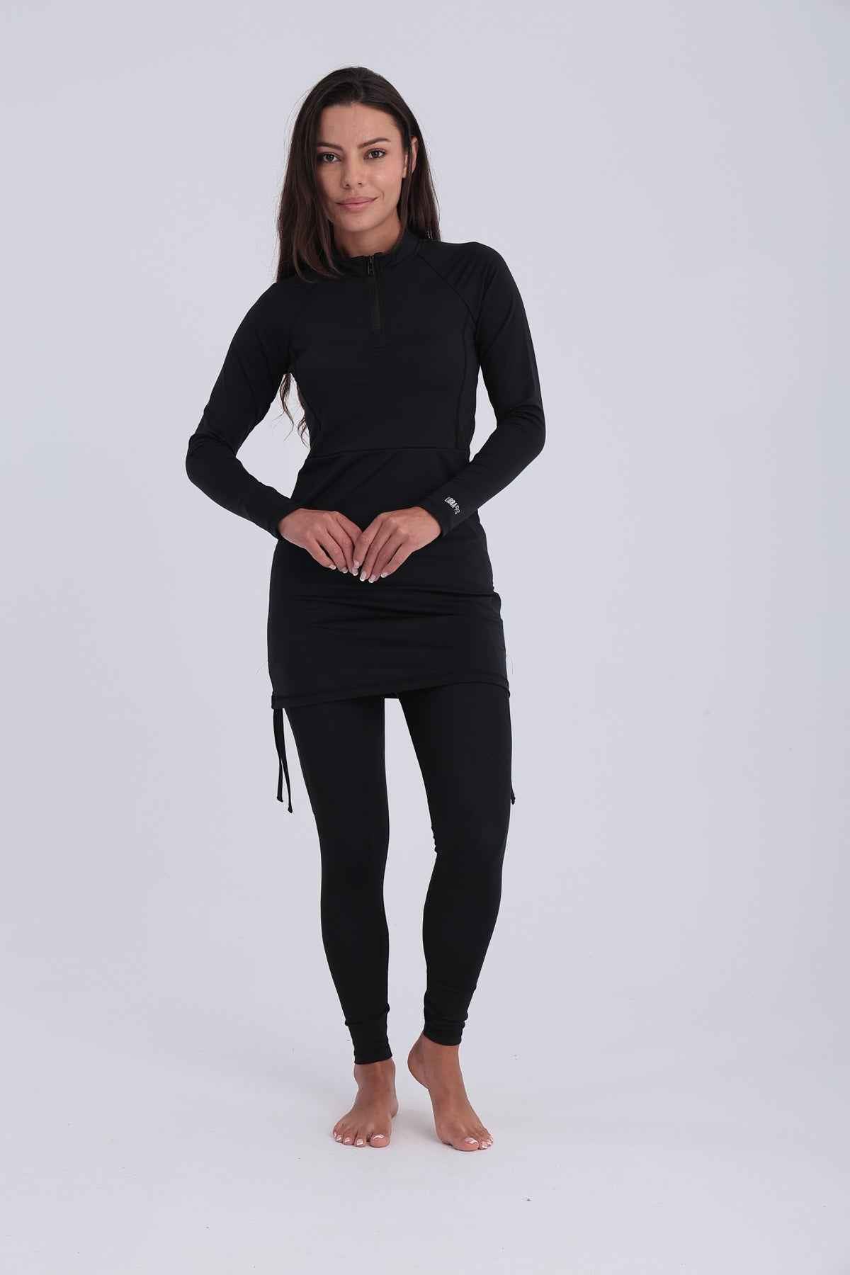 Contour Zip Top-Black