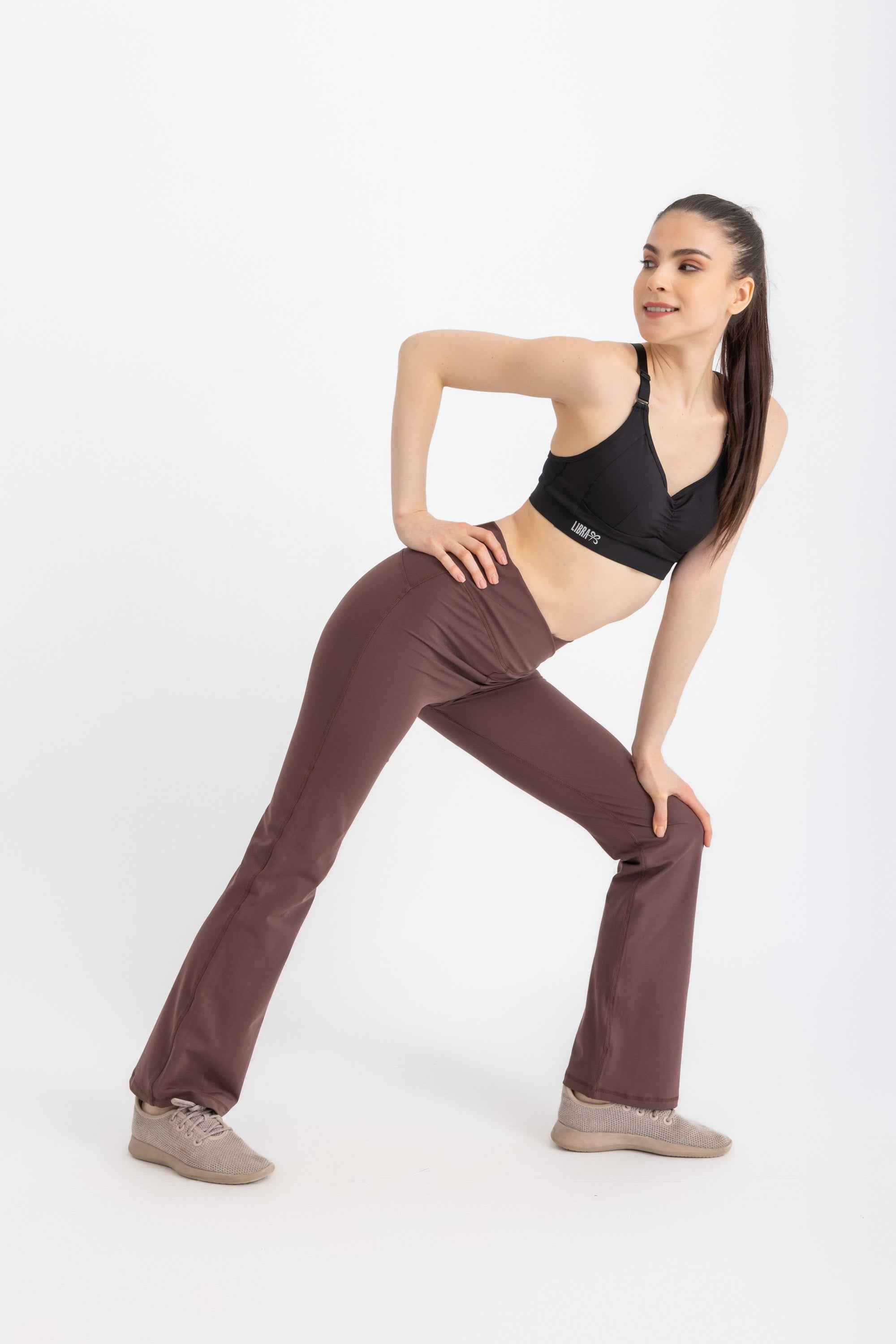 V-Flare Leggings - Deep Mahogany - Libra Sport