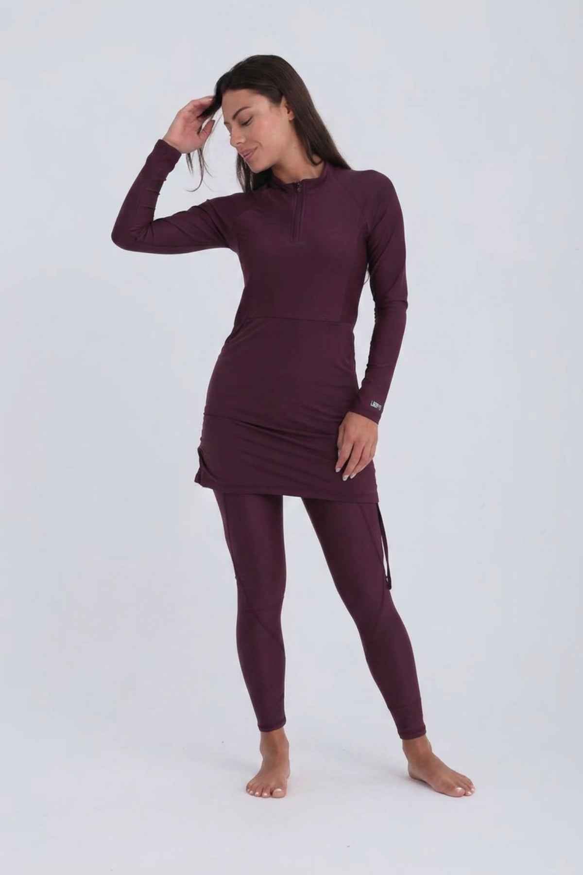 Contour Zip Top-Deep Cherry