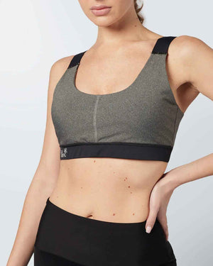 Heather Sports Bra -Charcoal - Libra Sport