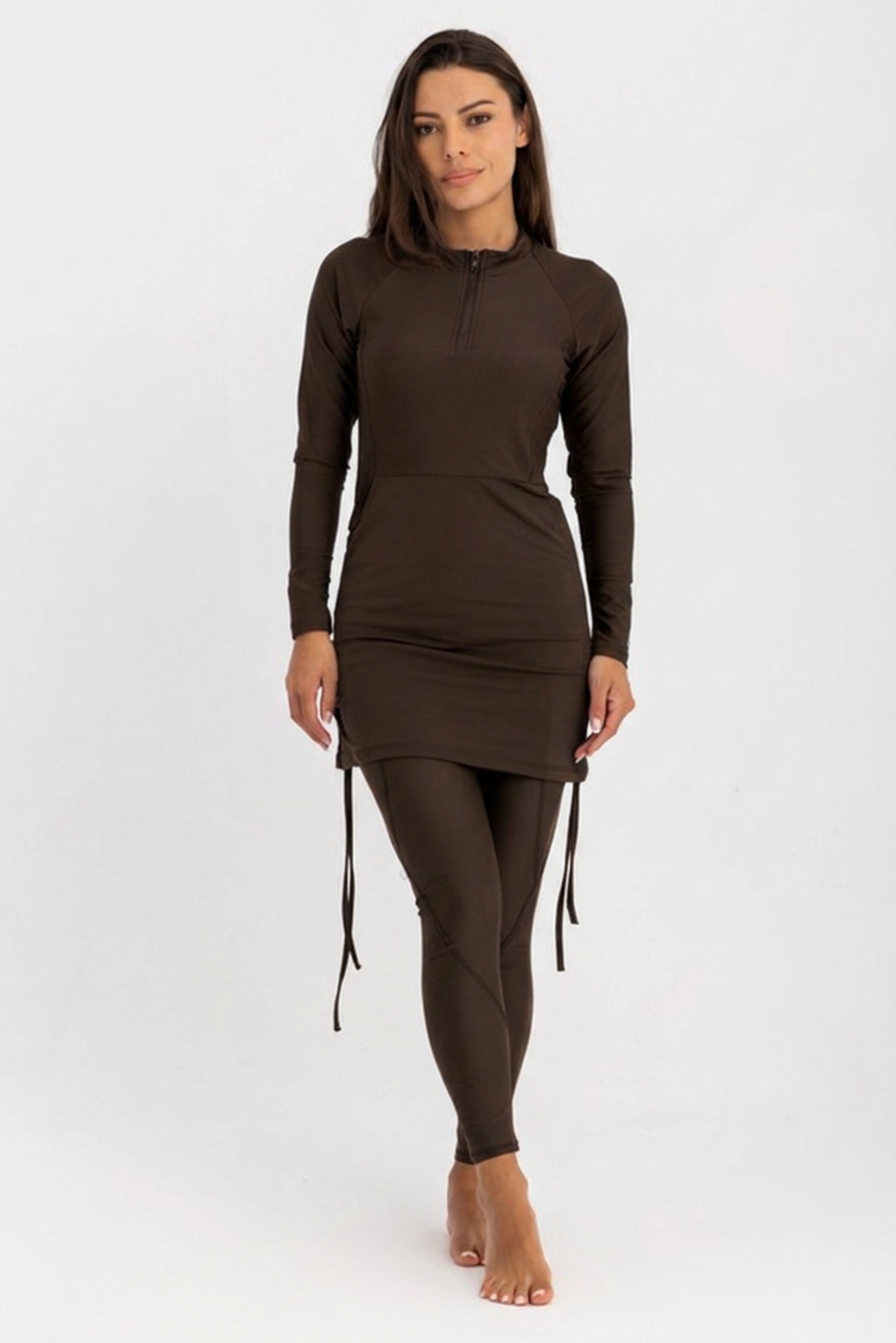 Contour Zip Top - Brown