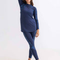 Asymmetrical Basic Swimsuit - Navy Palm - Libra Sport