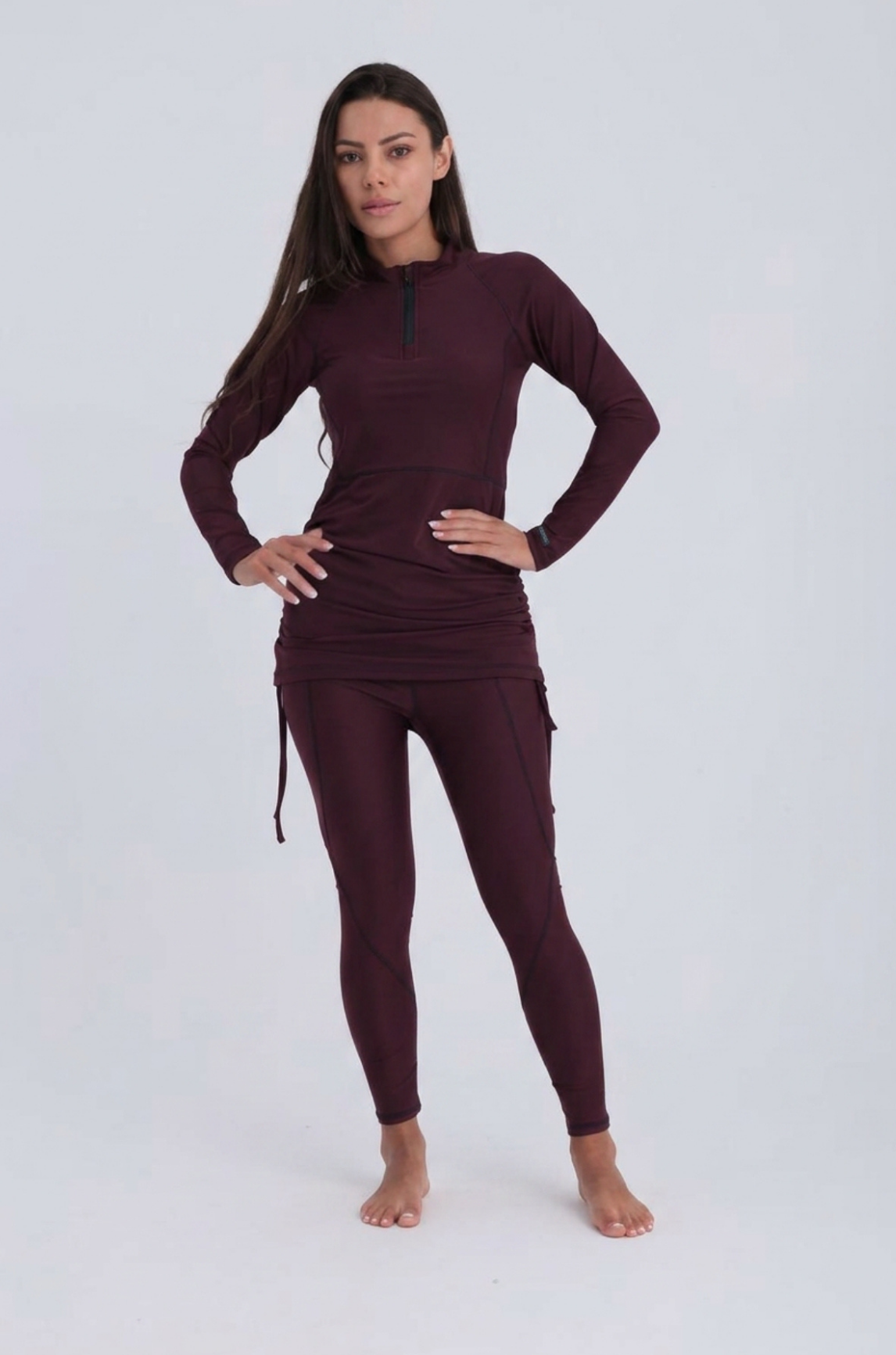 Contour Zip Top-Deep Cherry