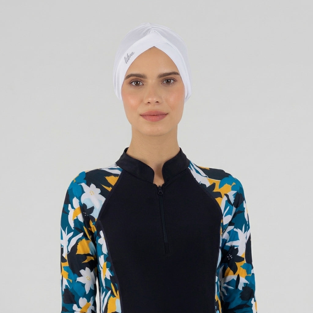 Sleek Swim Turban - White