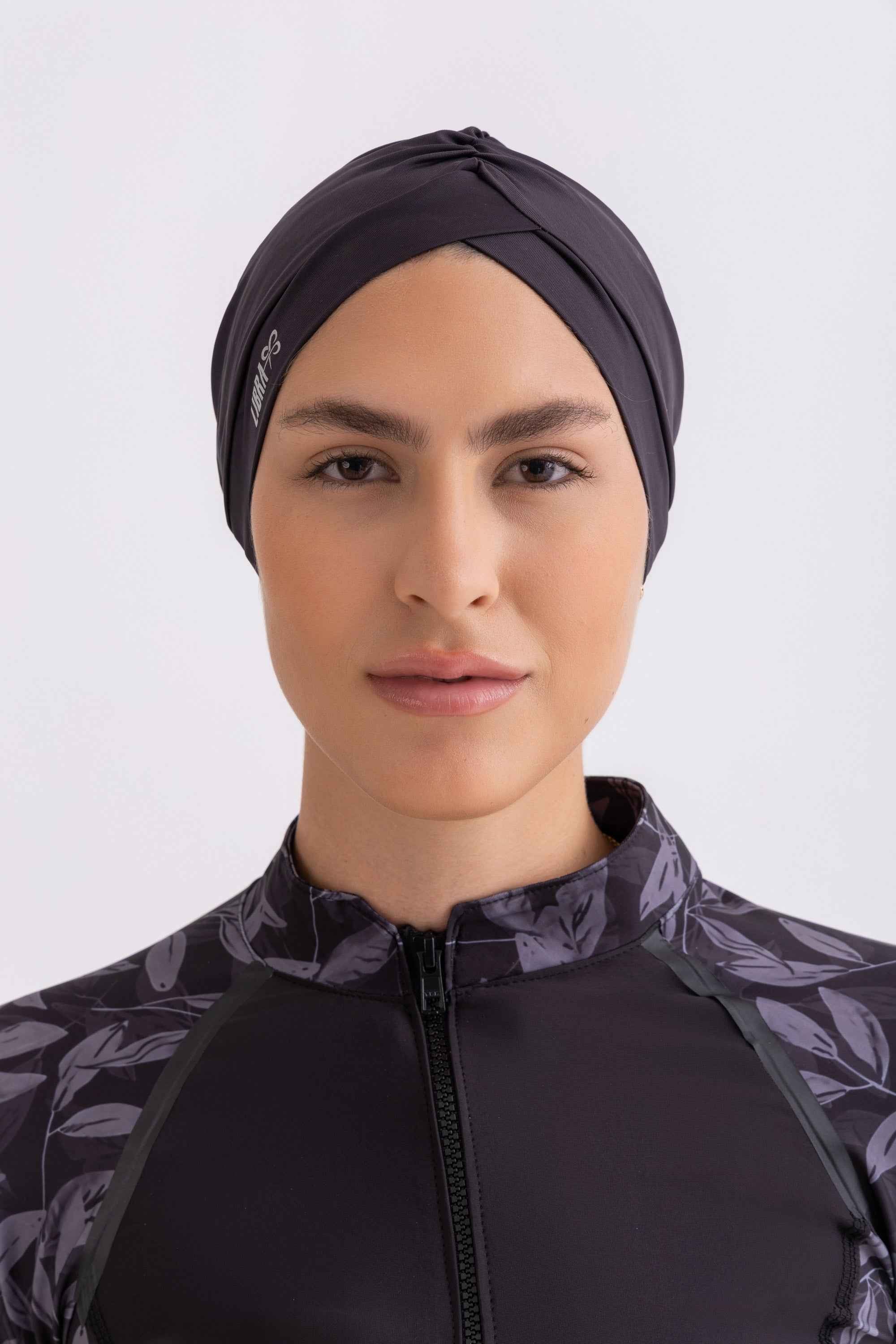 Sleek Swim Turban - Metallic Black - Libra Sport