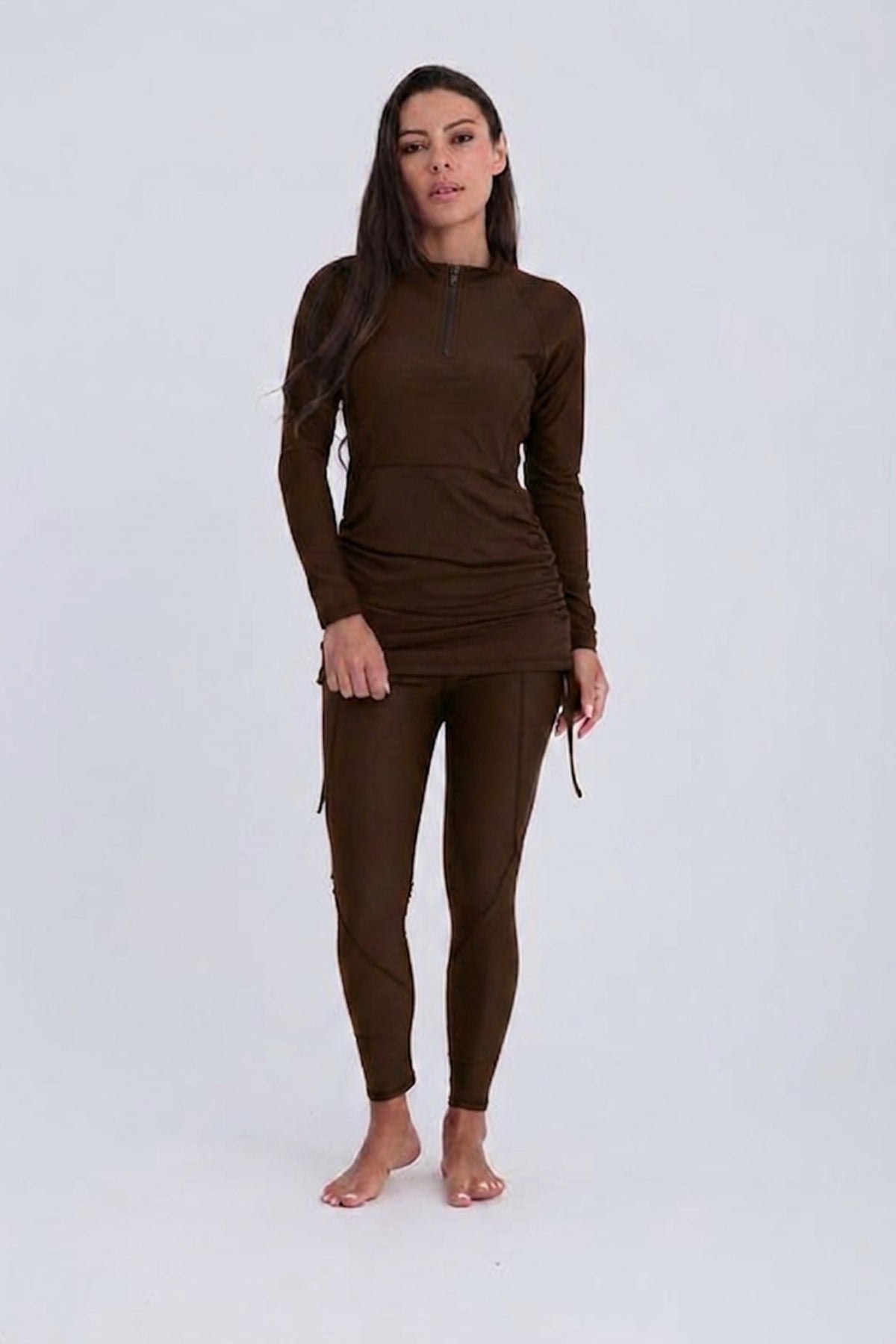 Contour Zip Top - Brown