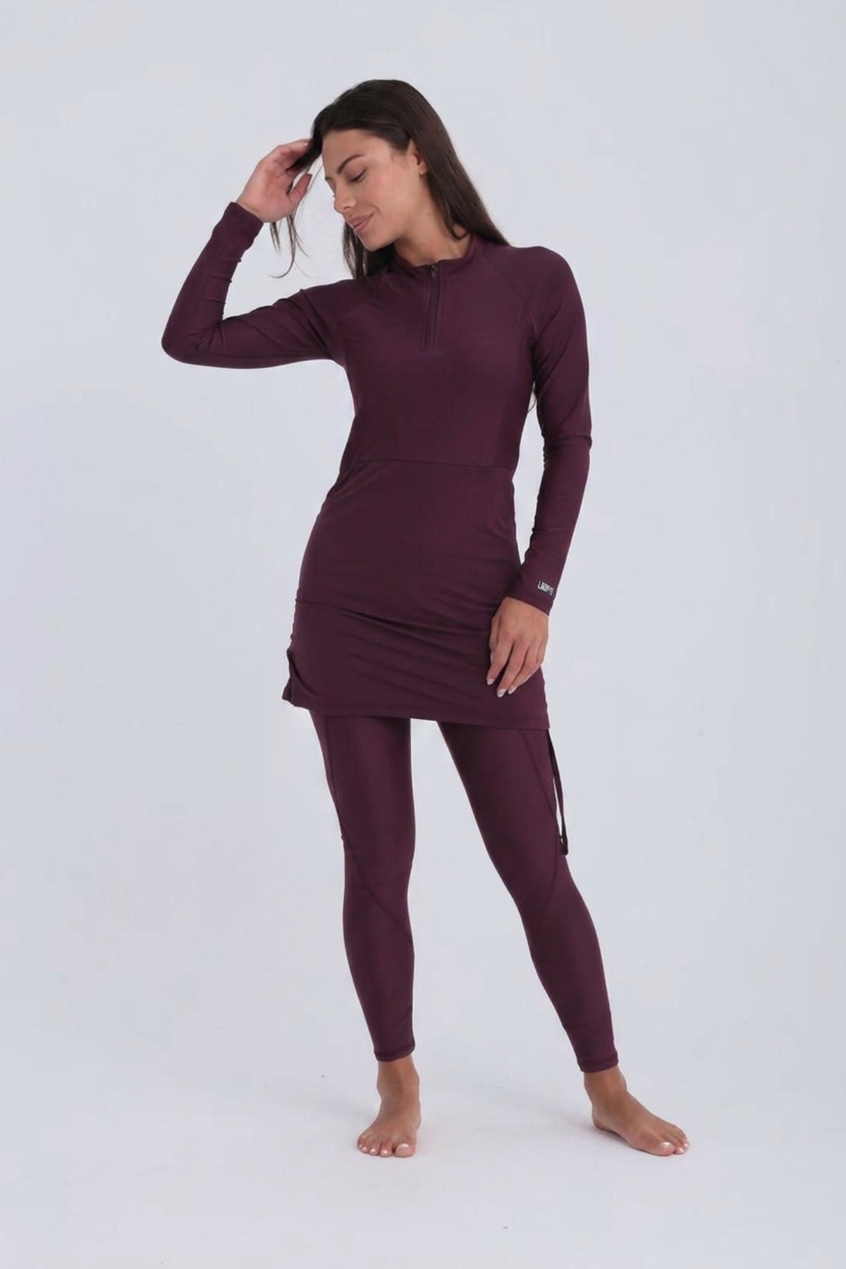 Contour Zip Top-Deep Cherry