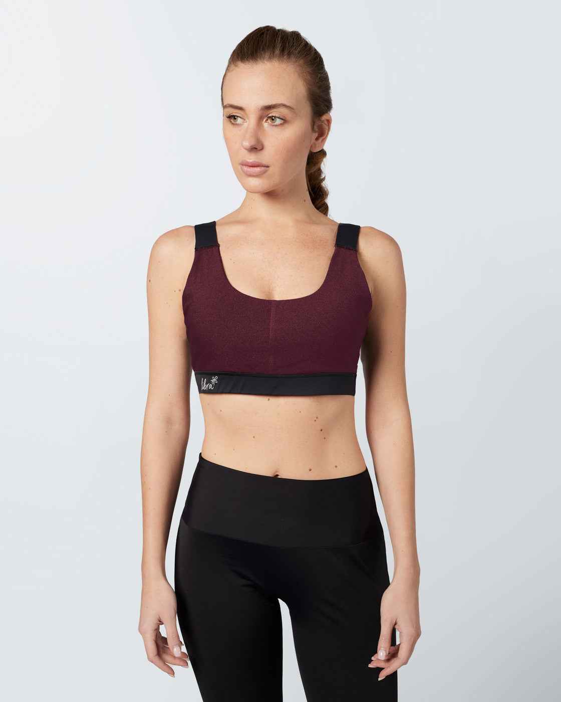 Heather Sports Bra -Maroon Red - Libra Sport